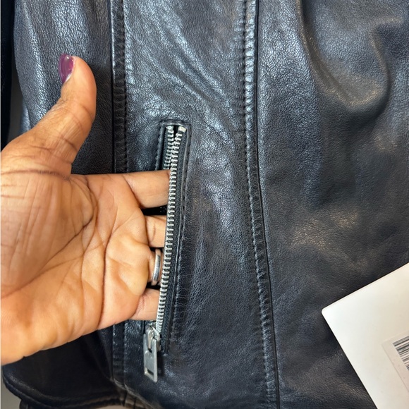 Black 100% Sheep Leather Moto/Biker Jacket - Picture 10 of 11